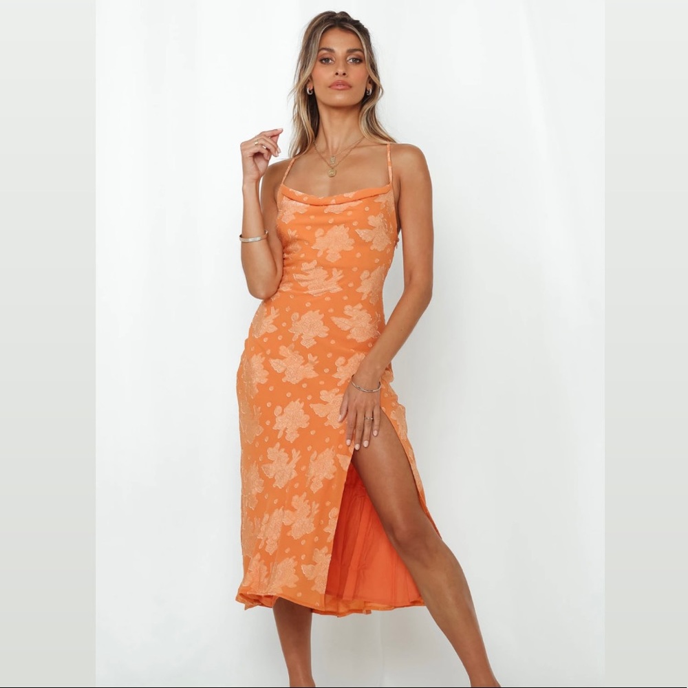 NEW! Orange Silky Spring Dress